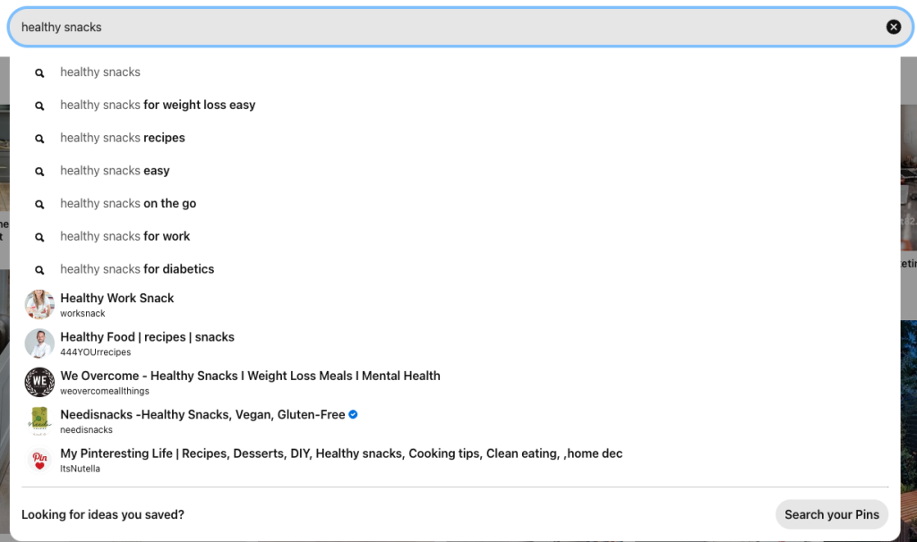Pinterest keyword search