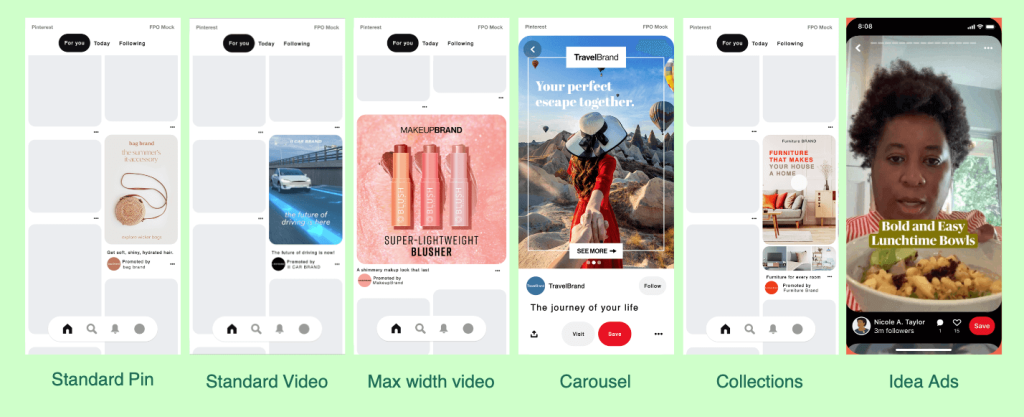 Pinterest ad types